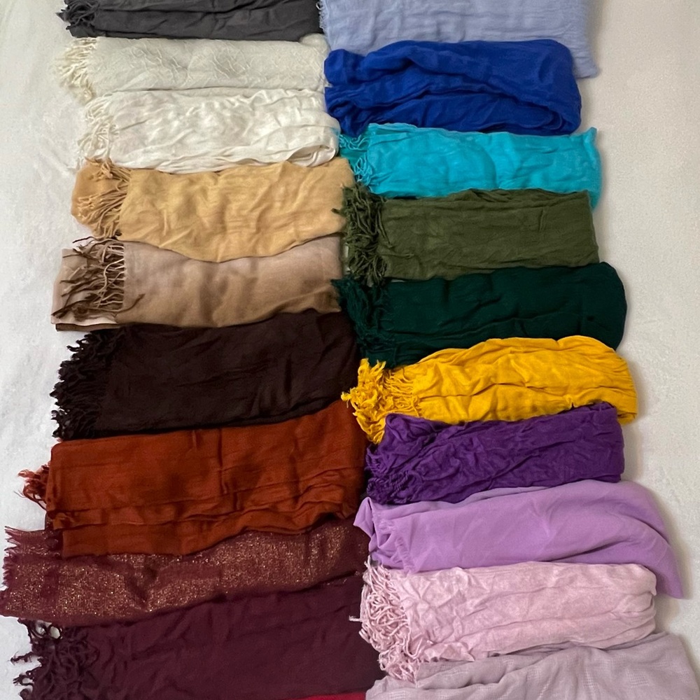 Set of scarfs hijabs colored